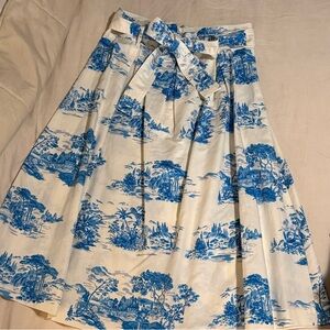 Blue and White Toile Ann Taylor Printed Women's Skirt
